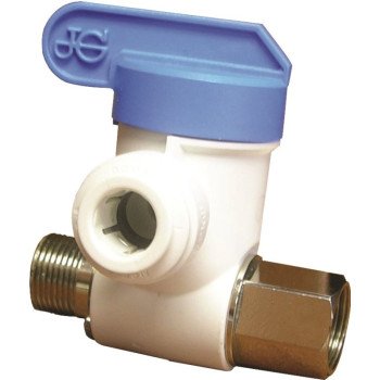 John Guest ASVPP1LF Adapter Valve, 3/8 x 3/8 x 1/4 in Connection, Male Compression x Female Compression x Tube
