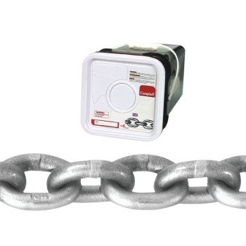 Campbell 0184516 High-Test Chain, 5/16 in, 60 ft L, 3900 lb Working Load, 43 Grade, Carbon Steel, Bright/Galvanized