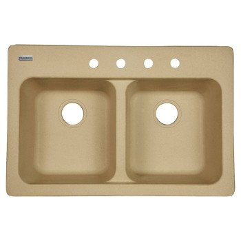 Kindred FTS904BX Kitchen Sink, 4-Deck Hole, 33 in OAW, 22 in OAH, 9 in OAD, Tectonite, Sand, Top