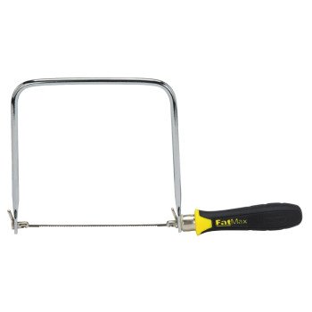 FATMAX 15-106 Coping Saw, 6-3/8 in L Blade, 15 TPI, HCS Blade, Cushion-Grip Handle, Plastic/Rubber Handle