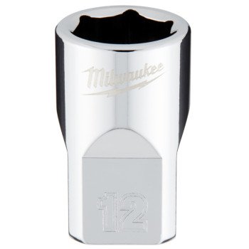 Milwaukee 45-34-9082 Socket, 12 mm Socket, 3/8 in Drive, 6-Point, Chrome Vanadium Steel, Chrome