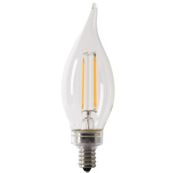 Feit Electric BPCFC40950CAFIL/2/RP LED Bulb, Decorative, Flame Tip Lamp, 40 W Equivalent, E12 Lamp Base, Dimmable, 2/PK