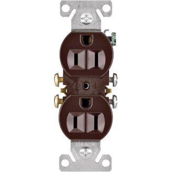 Eaton Wiring Devices 270B Duplex Receptacle, 2 -Pole, 15 A, 125 V, Push-in, Side Wiring, NEMA: 5-15R, Brown