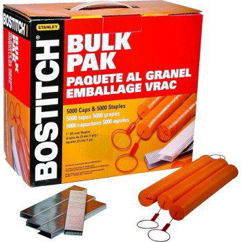 Bostitch CAPPAK-5M Cap Staple, 5/16 in W Crown, 1 in L Leg, 18 Gauge, Steel, Electro-Galvanized, 5000/PK