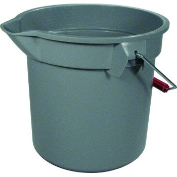 Rubbermaid Roughneck 261400GRAY Bucket with Pour Spout, 14 qt Capacity, 12 in Dia, Polyethylene, Gray