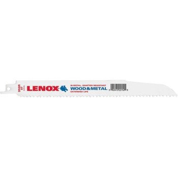 Lenox 22752OSB956R Reciprocating Saw Blade, Applicable Materials: Nail-Embedded Wood, Non-Ferrous Metal, 9 in L