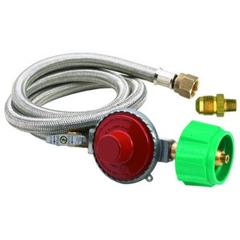 Bayou Classic M5HPR-1 Hose and Regulator, 3/8 in Connection, 48 in L Hose, Stainless Steel