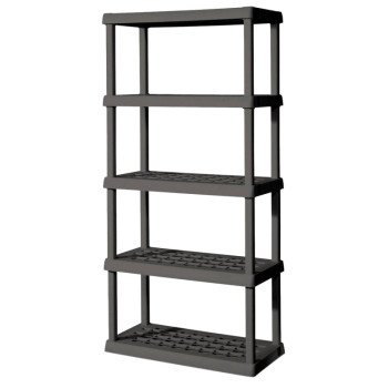 Sterilite 01553V01 Shelving Unit, 36 in OAW, 18 in OAD, 75-1/8 in OAH, 5-Shelf, Plastic, Gray