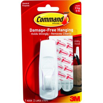 Command 17003CS Clip Strip, 0.46 in Thick, Plastic Backing, White, 5 lb