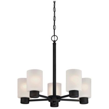 Westinghouse Sylvester Series 63538 Indoor Chandelier, 300 W, 5-Lamp, Incandescent Lamp, Oil-Rubbed Bronze Fixture