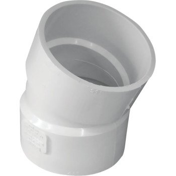 IPEX 414203BC Sewer Pipe Elbow, 3 in, Hub, 22.5 deg Angle, PVC, White