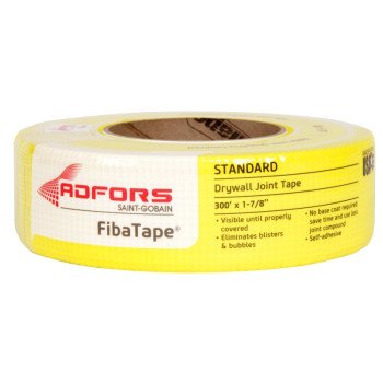 Adfors FibaTape FDW8663-U Standard Drywall Tape, 300 ft L, 1-7/8 in W, Yellow