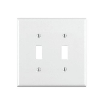 Leviton 002-80709-00W Wallplate, 4-1/2 in L, 2-3/4 in W, 2 -Gang, Nylon, White, Smooth