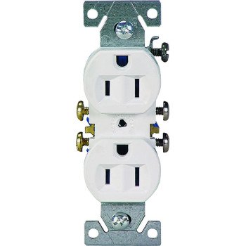 Eaton Wiring Devices 270W/10 Duplex Receptacle, 2 -Pole, 15 A, 125 V, Push-in, Side Wiring, NEMA: 5-15R, White