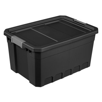 Sterilite 14869006 Stacker Tote, Plastic, Black, 25-3/4 in L, 18-3/8 in W, 13-1/4 in H