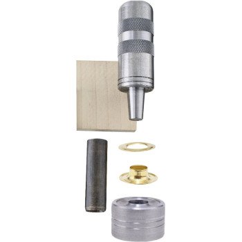 General 71262 Grommet Kit, Includes: Anvil, Cutting Block, (48) 3/8 in Grommets, Hole Cutter and Mandrill, Brass