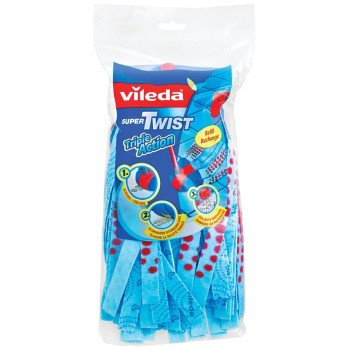 Vileda Super Twist XL 152999 Mop Refill, Microfiber Cloth, Blue/Red