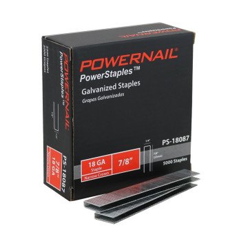 Powernail PowerStaples PS18087 Fine Wire Staple, 1/4 in W Crown, 7/8 in L Leg, 18 ga, Carbon Steel