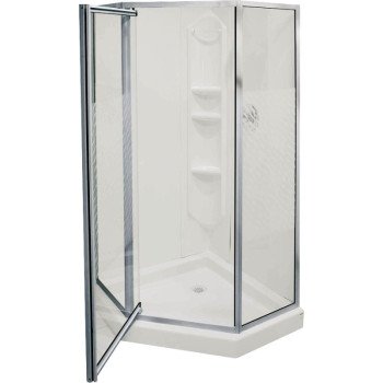 MAAX Himalaya 101694-000-129-107 Shower Kit, 38 in L, 38 in W, 74-1/4 in H, Polystyrene, Chrome, 3-Wall Panel