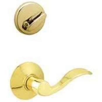 Schlage F59ACC605RH Handleset Interior Trim, 1 Grade, Mechanical Lock, Metal, Bright Brass, Lever Handle, Residential