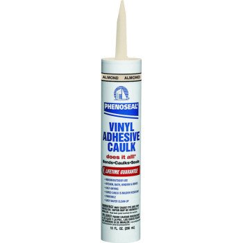 DAP PHENOSEAL 02102 Vinyl Adhesive Caulk, Almond, 48 hr Curing, -20 to 180 deg F, 10 oz Cartridge