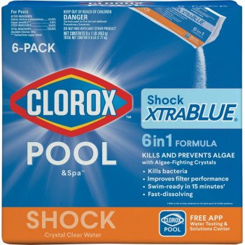 Clorox POOL & Spa Shock XtraBlue 36006CLX Pool Chemical, 1 lb Bottle, Granular, Chlorine