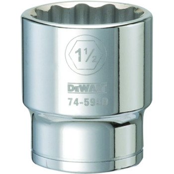 DEWALT DWMT74595OSP Drive Socket, 1-1/2 in Socket, 3/4 in Drive, 12-Point, Vanadium Steel, Polished Chrome