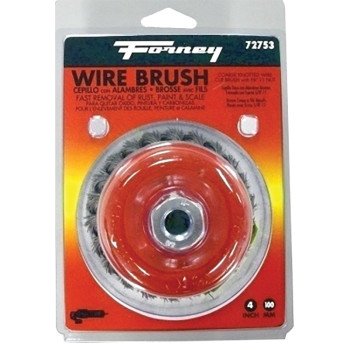 Forney 72753 Wire Cup Brush, 4 in Dia, 5/8-11 Arbor/Shank, 0.02 in Dia Bristle, Carbon Steel Bristle