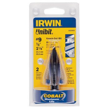 Irwin Unibit 10239 Step Drill Bit, 7/8 to 1-1/8 in Dia, 1-Flute, 7/16 in Dia Shank, Hex Shank