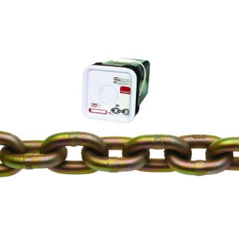 Campbell 0510426 Transport Chain, 1/4 in, 65 ft L, 3150 lb Working Load, 70 Grade, Carbon Steel, Chrome Yellow/Zinc