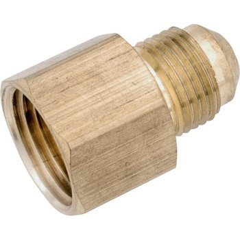 Anderson Metals 754046-0608 Tube Coupling, 3/8 x 1/2 in, Flare x FNPT, Brass