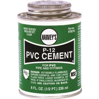 Harvey 18210-24 Solvent Cement, 8 oz Can, Liquid, Clear