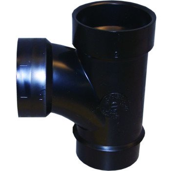 Canplas 105153LBC Sanitary Pipe Tee, 3 in, Spigot x Hub, ABS, Black