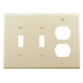 Eaton Wiring Devices PJ28LA Combination Wallplate, 7-1/4 in L, 6 in W, Mid, 3 -Gang, Polycarbonate, Light Almond