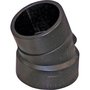 Canplas 102563BC Street Pipe Elbow, 3 in, Spigot x Hub, 22.5 deg Angle, ABS, Black