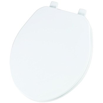 Mayfair 92B-000 Toilet Seat, Round, Plastic, White, Top-Tite Hinge