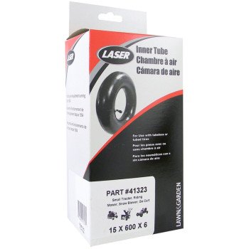 Laser 41323 Inner Tube, Straight Stem Valve, Butyl Rubber, For: 15 in Tire