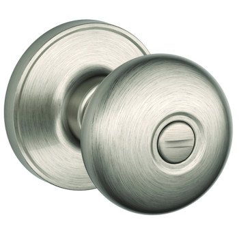 Schlage J Series J40 STR 619 Privacy Lockset, Round Design, Knob Handle, Satin Nickel, Metal, Interior Locking