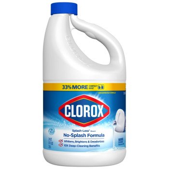 Clorox Splash-Less 32347 Concentrated Bleach, 77 oz, Liquid, Regular