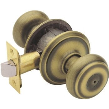 Schlage Georgian Series F40 GEO 609 Privacy Lockset, Round Design, Knob Handle, Antique Brass, Metal, Interior Locking