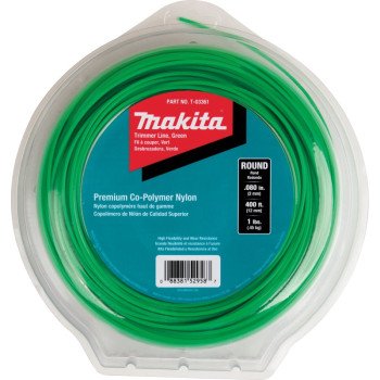 Makita T-03361 Round Trimmer Line, 0.080 in Dia, 400 ft L, Nylon, Green