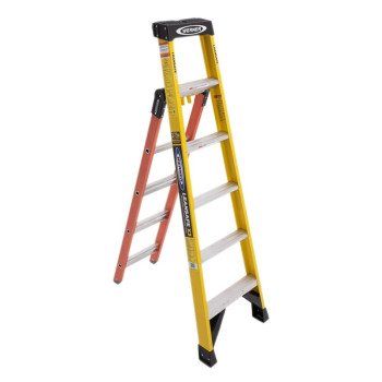 Werner LDP7300 Series LDP7306 Multi-Purpose Ladder, 13 ft Max Reach H, 6-Step, 375 lb, Type IAA Duty Rating, Fiberglass