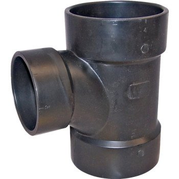 Canplas 102126LBC Reducing Sanitary Pipe Tee, 2 x 1-1/2 in, Hub, ABS, Black