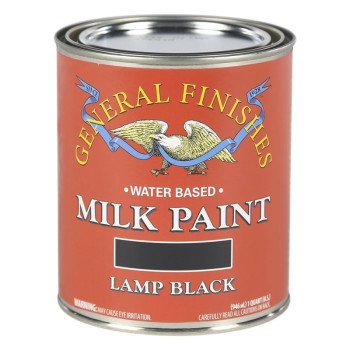 GENERAL FINISHES QLB Milk Paint, Flat, Lamp Black, 1 qt Can