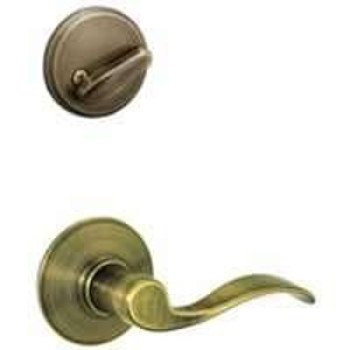 Schlage F59ACC609RH Handleset Interior Trim, 1 Grade, Mechanical Lock, Metal, Antique Brass, Lever Handle, Residential