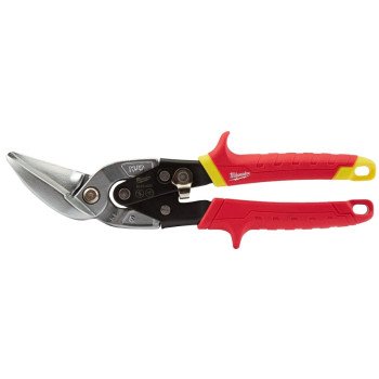 Milwaukee 48-22-4532 Aviation Snip, 10 in OAL, 5 in L Cut, Straight Cut, Steel Blade, Ergonomic Handle, Red Handle