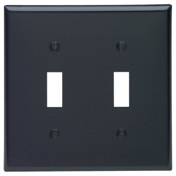 Leviton 005-80709-00E Non-Metallic Wallplate, 4-1/2 in L, 2-3/4 in W, 2 -Gang, Nylon, Black, Smooth