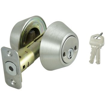 ProSource D262-RU5V Deadbolt, 3 Grade, Stainless Steel, 2-3/8 to 2-3/4 in Backset, KW1 Keyway