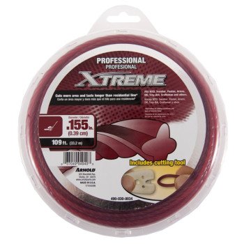 Arnold Xtreme Professional 490-030-0034 Trimmer Line, 0.155 in Dia, 109 ft L, Polymer, Maroon