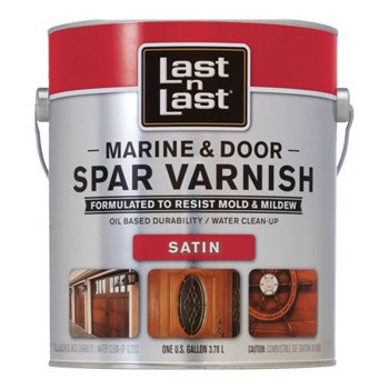 Last n Last 94101 Marine and Door Spar Varnish, Satin, Amber, Liquid, 1 gal